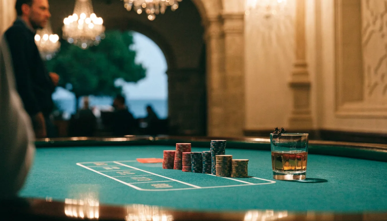 Elegantni kazino stol s hrpom žetona u suvremenom hrvatskom casinu