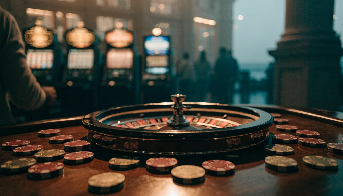 Luksuzni hrvatski casino interijer s ruletom i žetonima