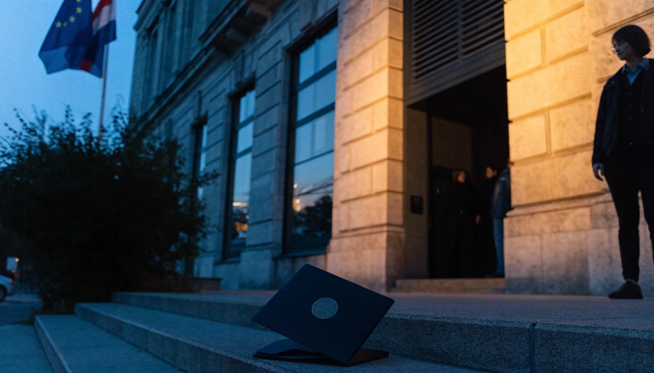 Zgrada Ministarstva financija u Zagrebu u sumrak
