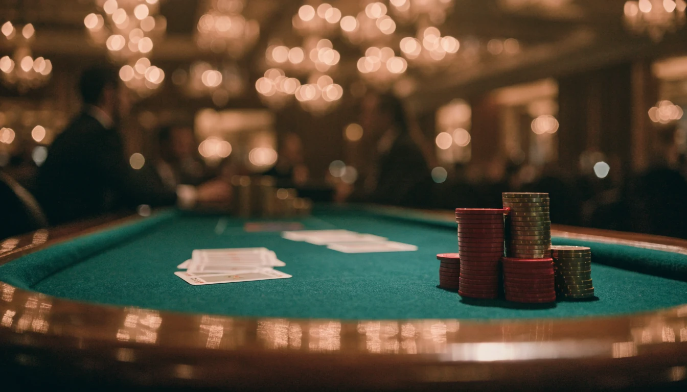Elegantni blackjack stol s ulošcima i kartama u luksuznom kasinu
