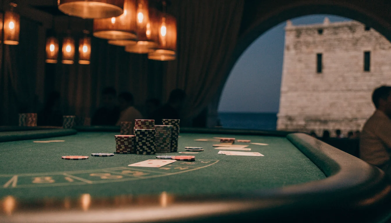 Stol za blackjack u hrvatskom casinu uz pogled na more